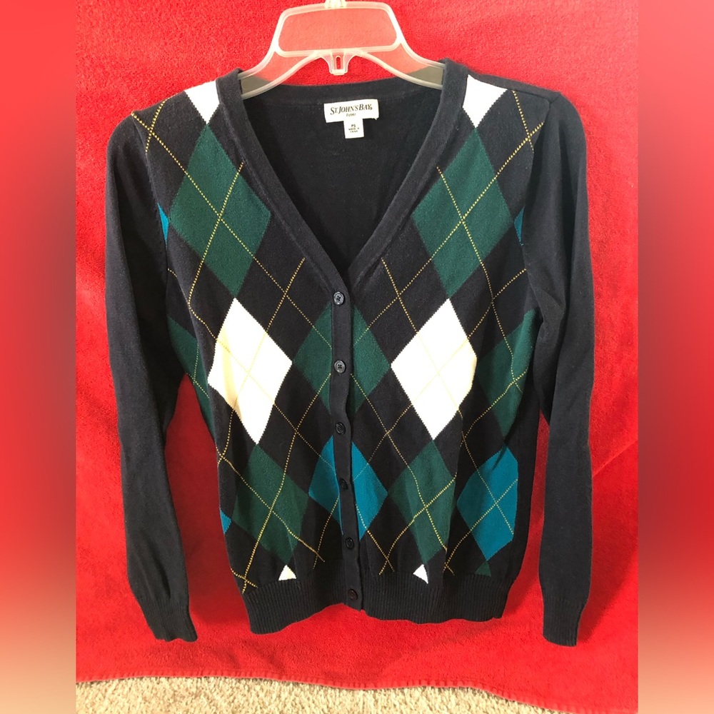 St. John argyle cardigan size PS